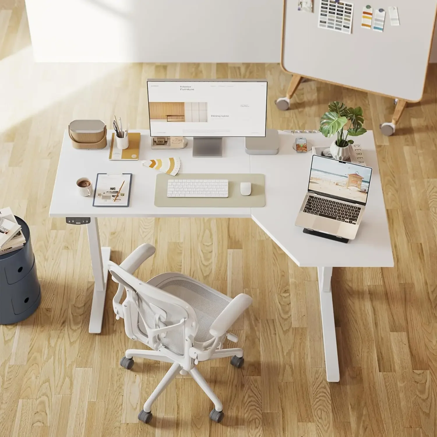 L자형 전동 스탠딩 데스크 59인치 높이 조절 가능한  - Home Office Work Table 리뷰 및 가격